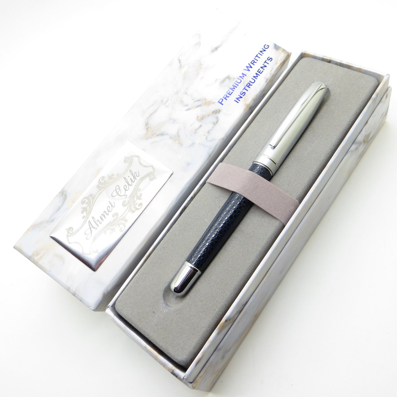 날개 대리석 R353 버섯 네이비 블루 롤러 펜 | B0sme 특수 펜 | 선물용 펜